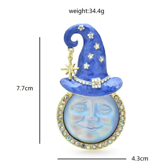 Betsey Johnson Blue Moon Wizard Brooch - Picture 3 of 11